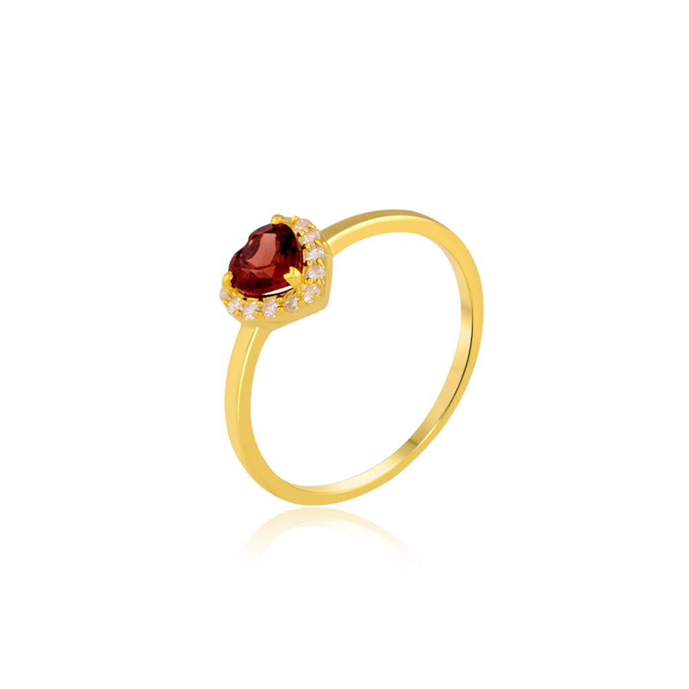 Sneh Ring with Faceted Red Garnet Hearts - Nirwaana